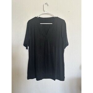 Ticticmimi Women's XL black V Neck Short Sleeve Tee Loose Fit,  Three Tops